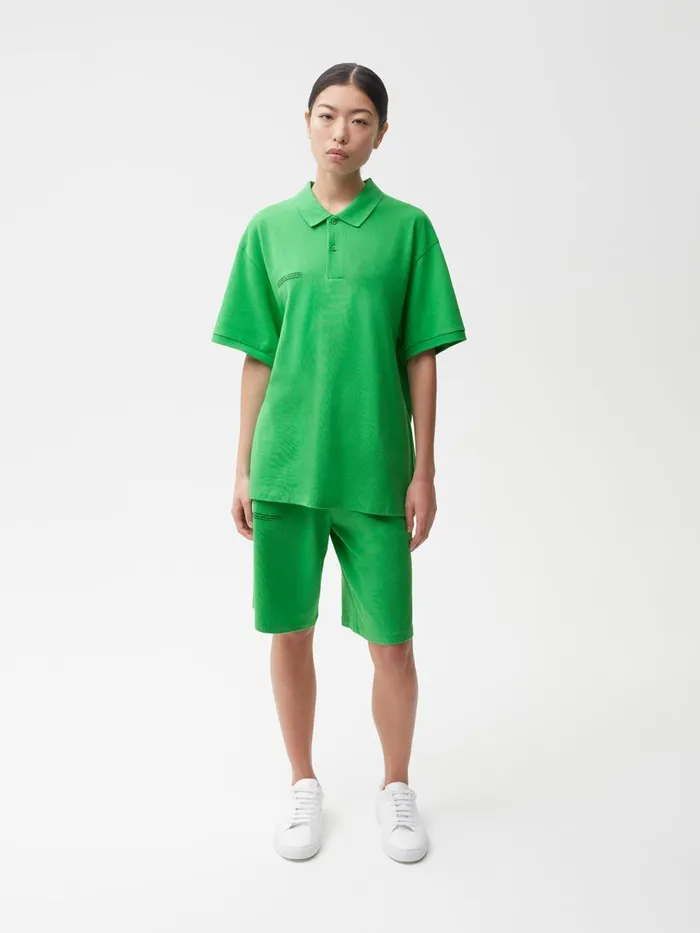 PANGAIA Organic Cotton Relaxed Pique Polo Jade Green Women Tshirts and Tops PANGAIA Organic Cotton Relaxed Pique Polo Jade Green Women Tshirts and Tops