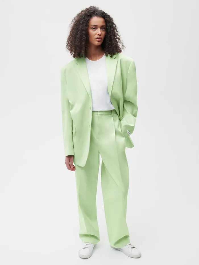 PANGAIA Organic Cotton Tailored Trousers Pistachio Women Tailoring