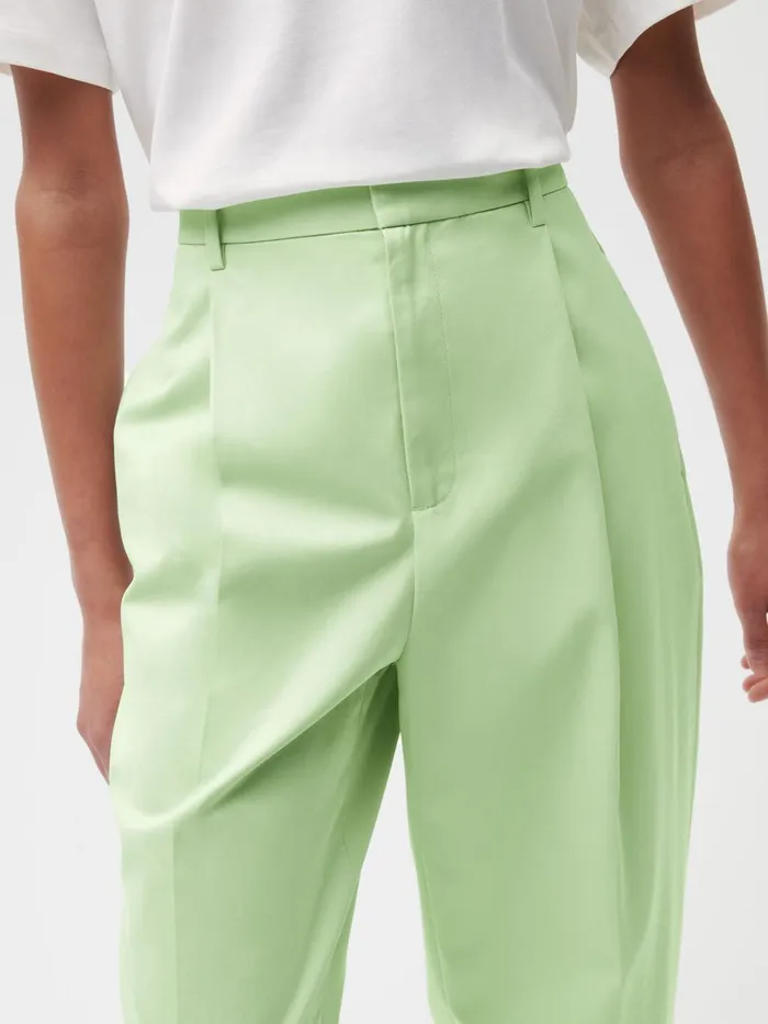 PANGAIA Organic Cotton Tailored Trousers Pistachio Women Tailoring
