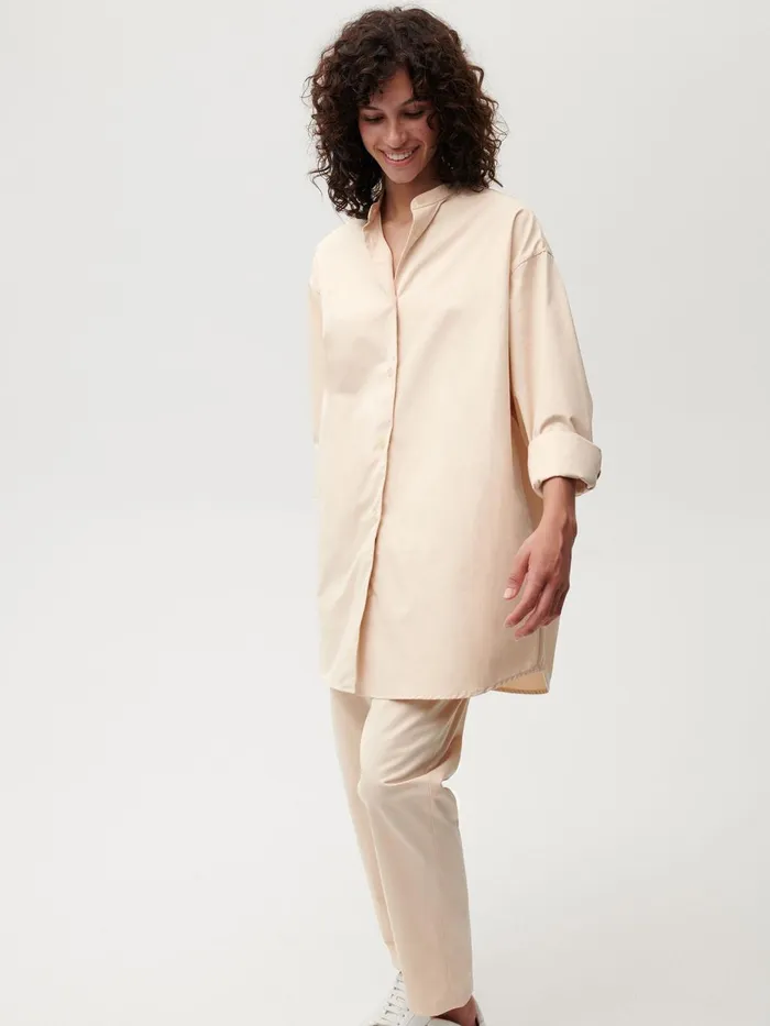 PANGAIA Oversized Shirt Sand Women Tshirts and Tops