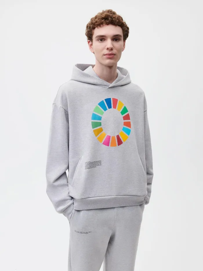 PANGAIA Pangaia X Sdgs Recycled Cotton Hoodie Grey Marl Women Hoodies PANGAIA Pangaia X Sdgs Recycled Cotton Hoodie Grey Marl Women Hoodies