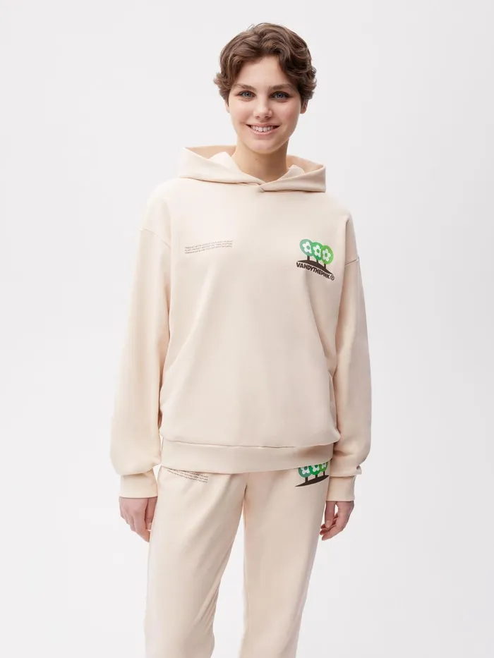 PANGAIA Pangaia X Vandy The Pink 365 Organic Cotton Hoodie Sand Men Hoodies