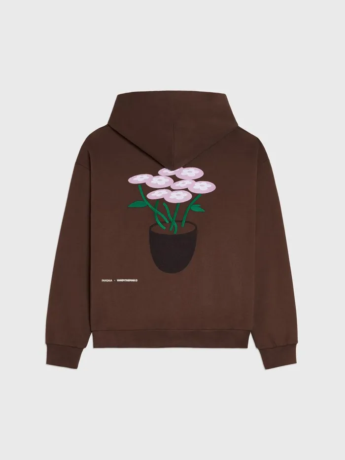 PANGAIA Pangaia X Vandy The Pink Embroidered 365 Organic Cotton Hoodie Chestnut Brown Men Hoodies