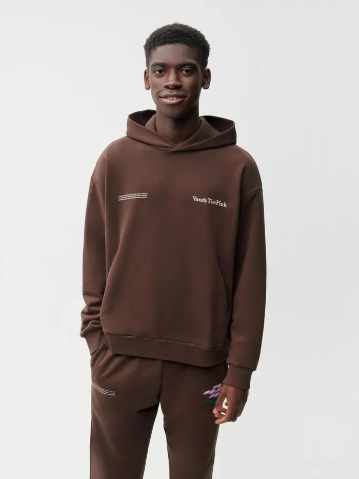 PANGAIA Pangaia X Vandy The Pink Embroidered 365 Organic Cotton Hoodie Chestnut Brown Men Hoodies