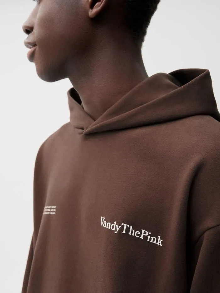 PANGAIA Pangaia X Vandy The Pink Embroidered 365 Organic Cotton Hoodie Chestnut Brown Men Hoodies