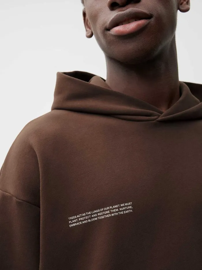 PANGAIA Pangaia X Vandy The Pink Embroidered 365 Organic Cotton Hoodie Chestnut Brown Men Hoodies