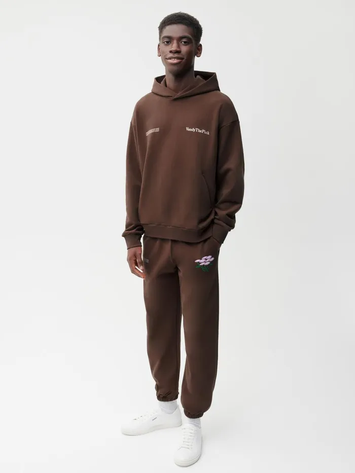 PANGAIA Pangaia X Vandy The Pink Embroidered 365 Organic Cotton Track Pants Chestnut Brown Men Track Pants and Pants