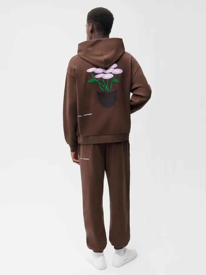 PANGAIA Pangaia X Vandy The Pink Embroidered 365 Organic Cotton Track Pants Chestnut Brown Men Track Pants and Pants