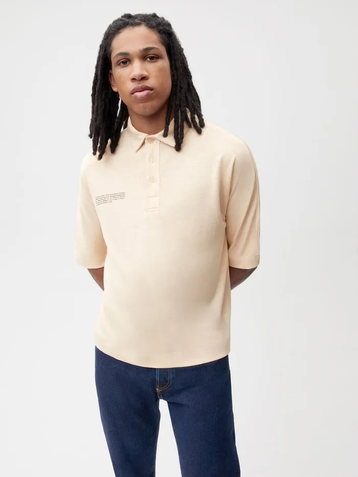 PANGAIA PLNTFIBER Polo Shirt Sand Men Tshirts and Tops