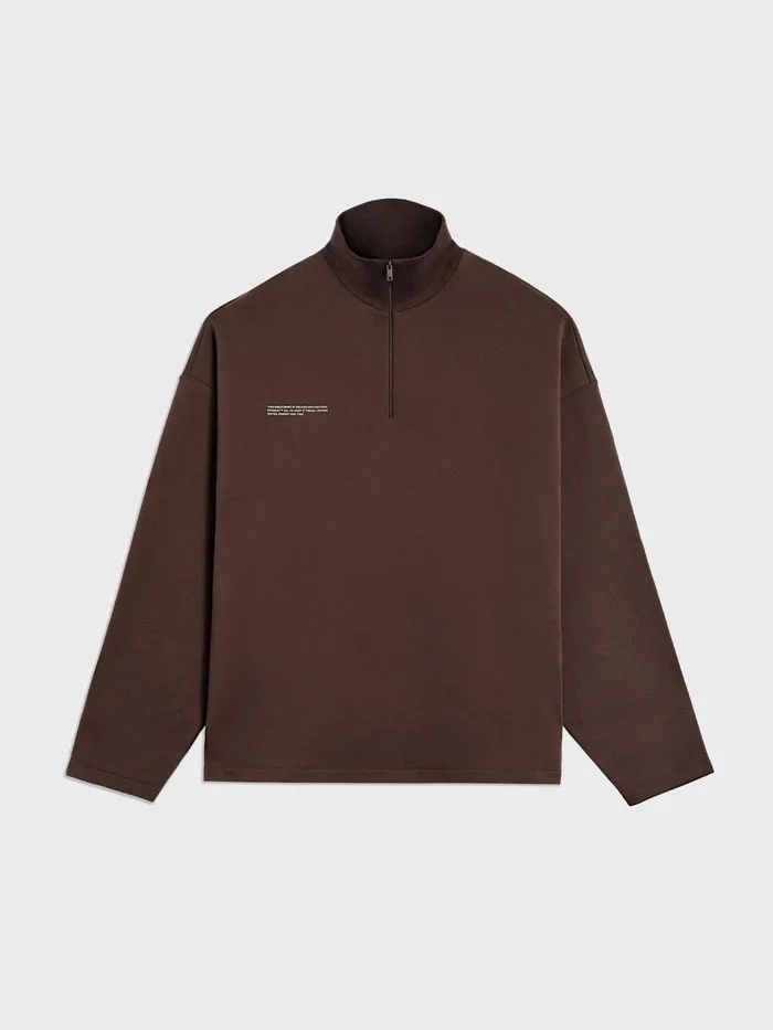 PANGAIA PPRMINT Half Zip Sweatshirt Chestnut Brown Men Sweatshirts