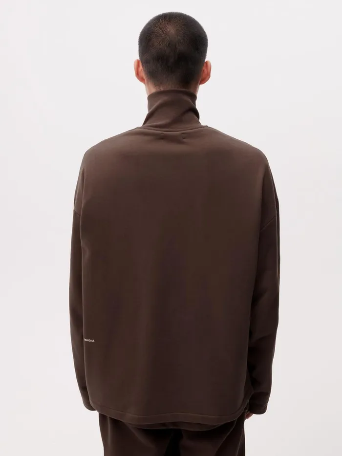 PANGAIA PPRMINT Half Zip Sweatshirt Chestnut Brown Men Sweatshirts