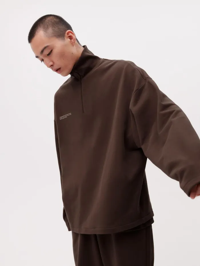 PANGAIA PPRMINT Half Zip Sweatshirt Chestnut Brown Men Sweatshirts