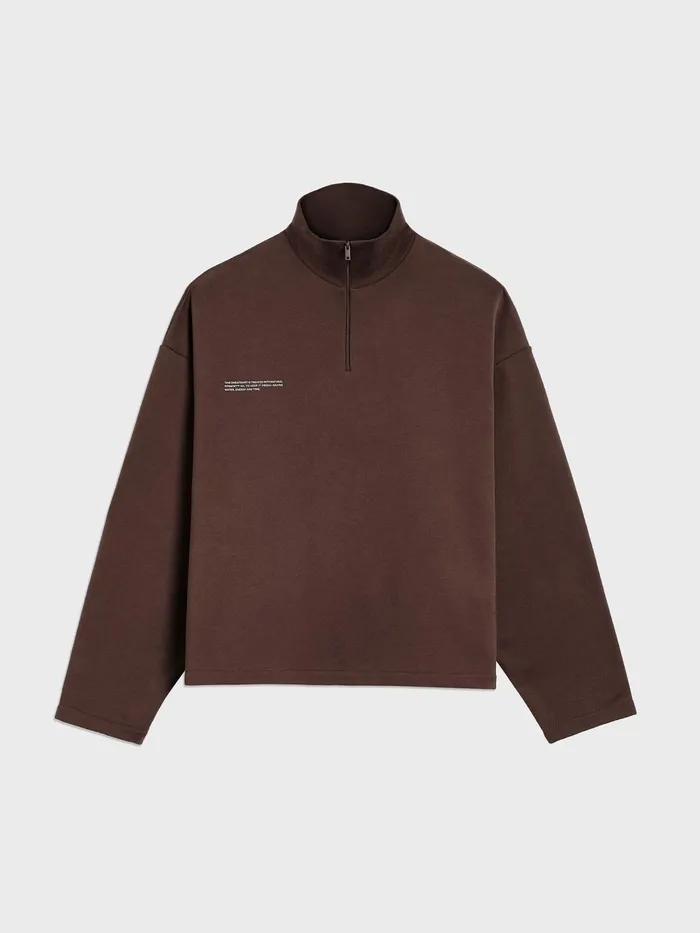 PANGAIA PPRMINT Half Zip Sweatshirt Chestnut Brown Women Sweatshirts