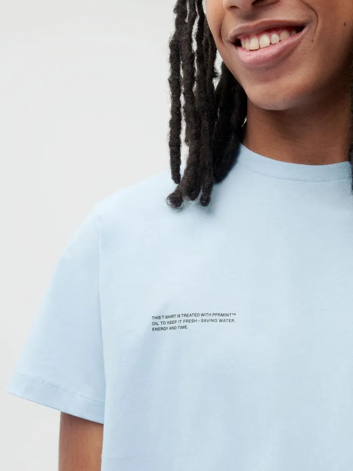 PANGAIA PPRMINT Organic Cotton Tshirt Baby Blue Women Tshirts and Tops