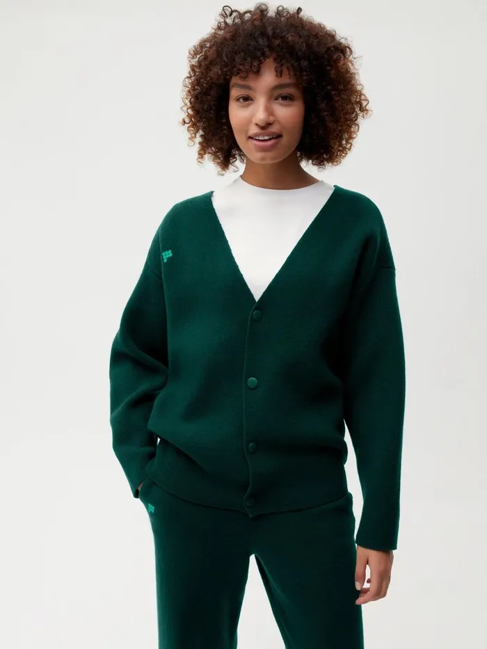 PANGAIA Recycled Cashmere Cardigan Deep Green Women Sweatshirts