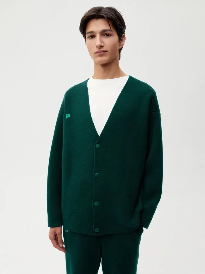 PANGAIA Recycled Cashmere Cardigan Deep Green Women Sweatshirts
