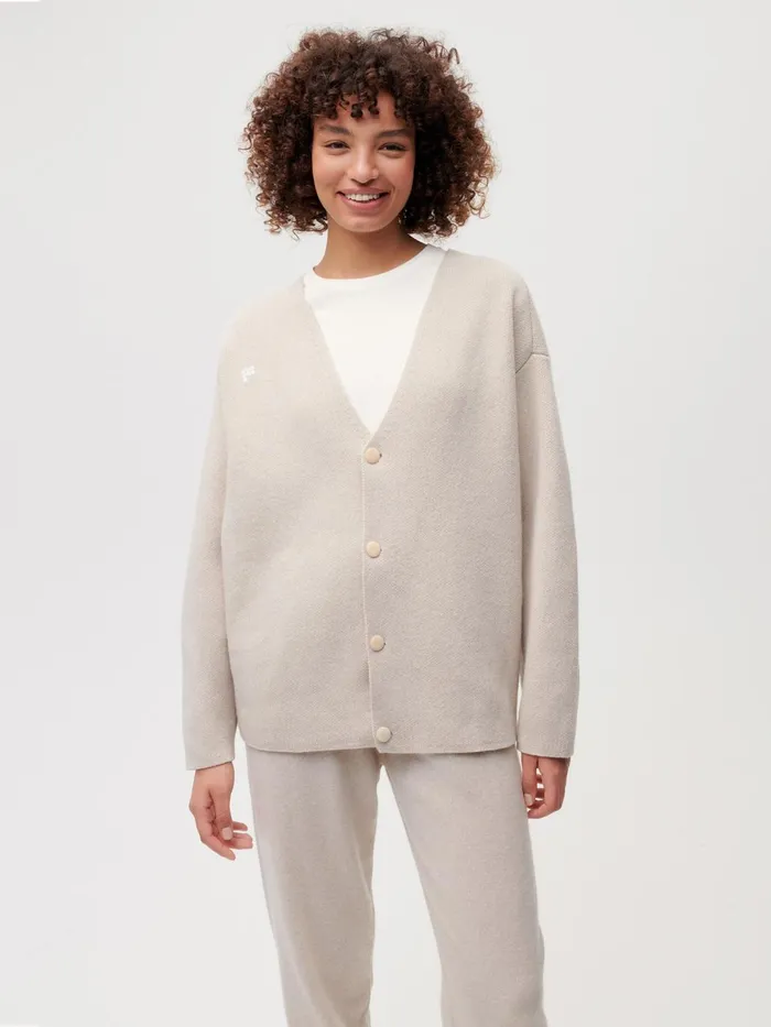PANGAIA Recycled Cashmere Cardigan Oatmeal Men Knitwear