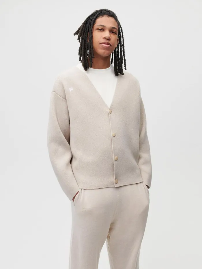 PANGAIA Recycled Cashmere Cardigan Oatmeal Men Knitwear