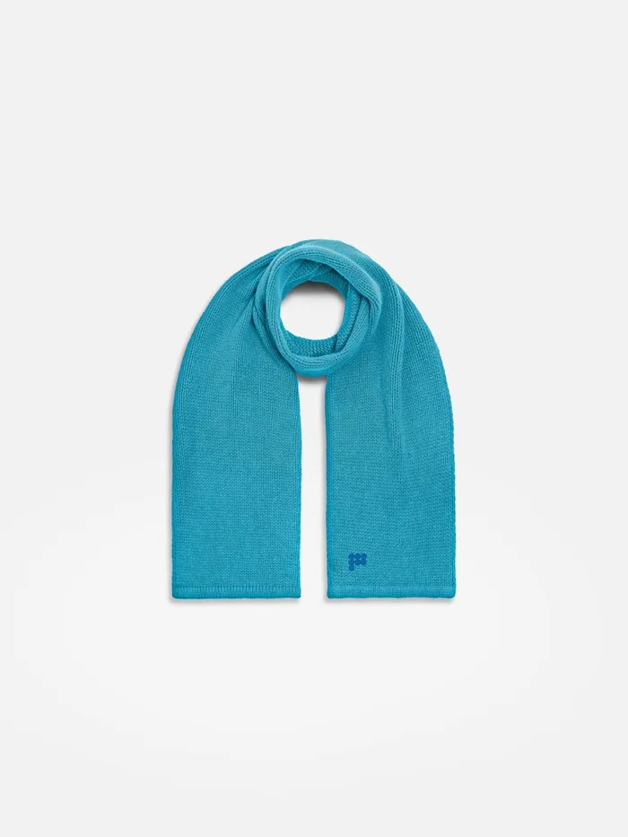 PANGAIA Recycled Cashmere Chunky Scarf Blue Teal Women Knitwear
