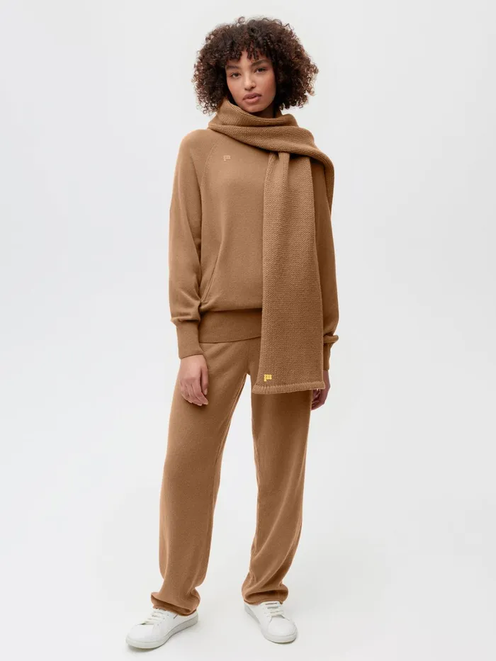PANGAIA Recycled Cashmere Chunky Scarf Camel WomenMen Scarves