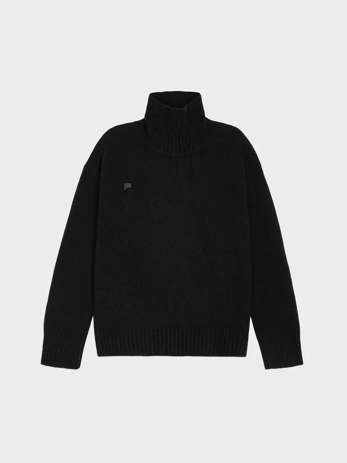 PANGAIA Recycled Cashmere Chunky Turtleneck Sweatshirt Black Men Knitwear