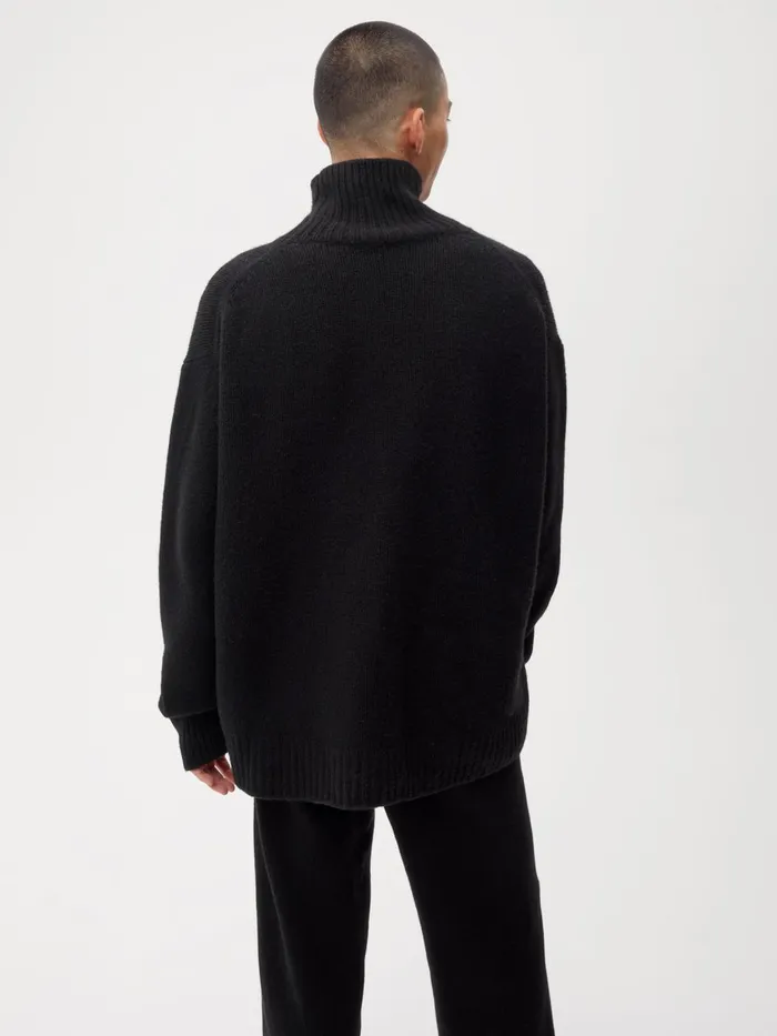 PANGAIA Recycled Cashmere Chunky Turtleneck Sweatshirt Black Men Knitwear