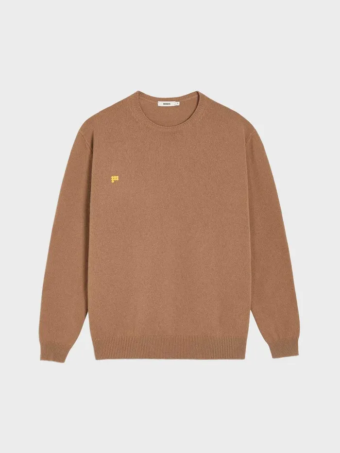 PANGAIA Recycled Cashmere Crewneck Sweatshirt Camel Women Knitwear