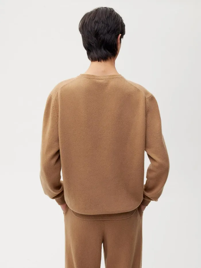 PANGAIA Recycled Cashmere Crewneck Sweatshirt Camel Women Knitwear