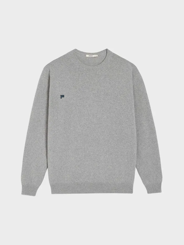 PANGAIA Recycled Cashmere Crewneck Sweatshirt Pale Grey Melange Men Knitwear