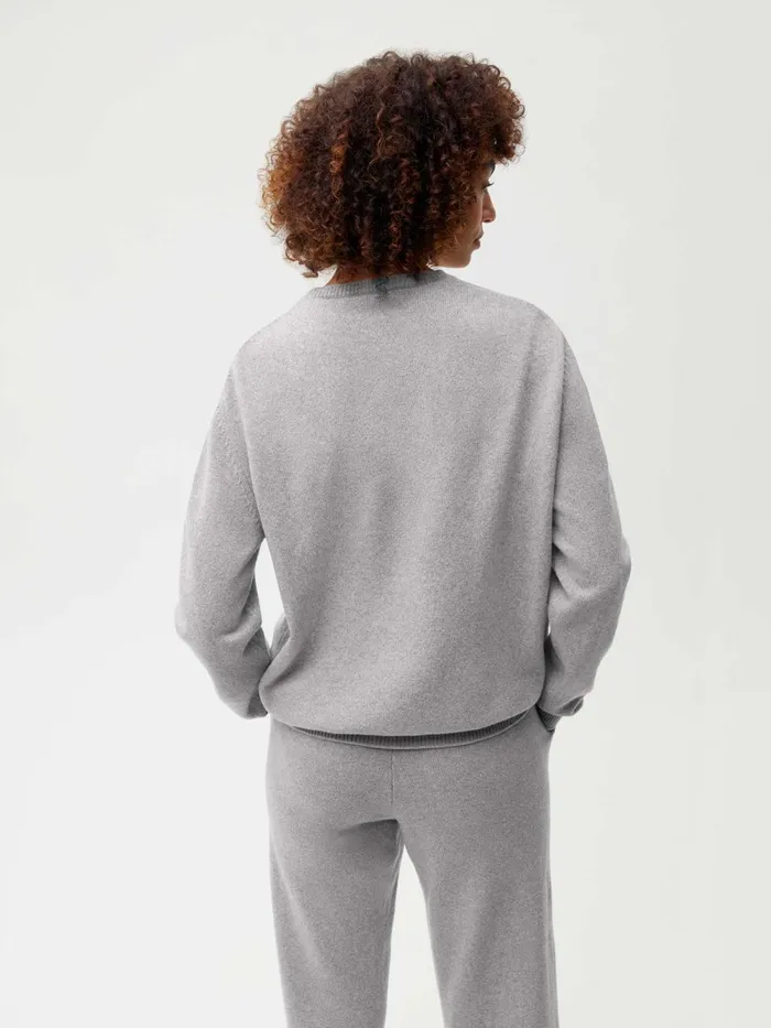 PANGAIA Recycled Cashmere Crewneck Sweatshirt Pale Grey Melange Men Knitwear