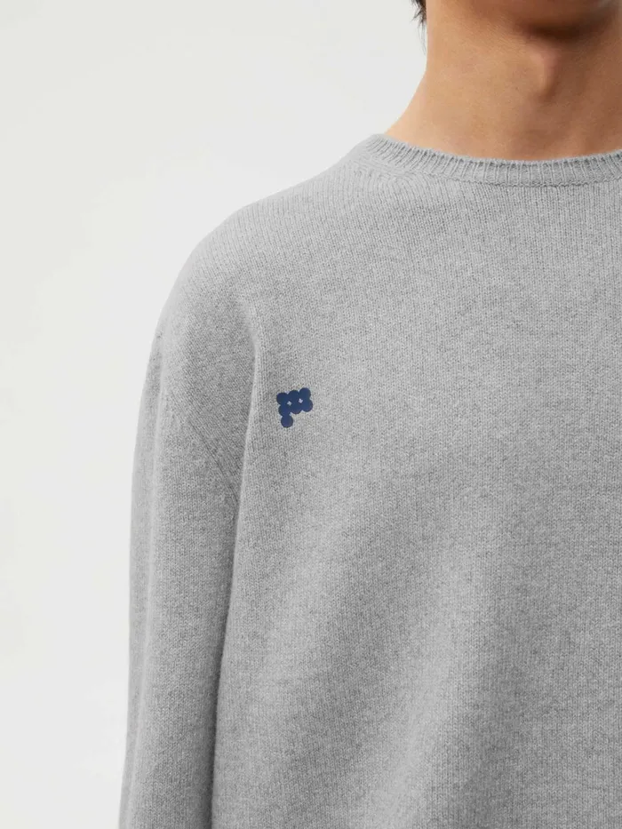 PANGAIA Recycled Cashmere Crewneck Sweatshirt Pale Grey Melange Men Knitwear