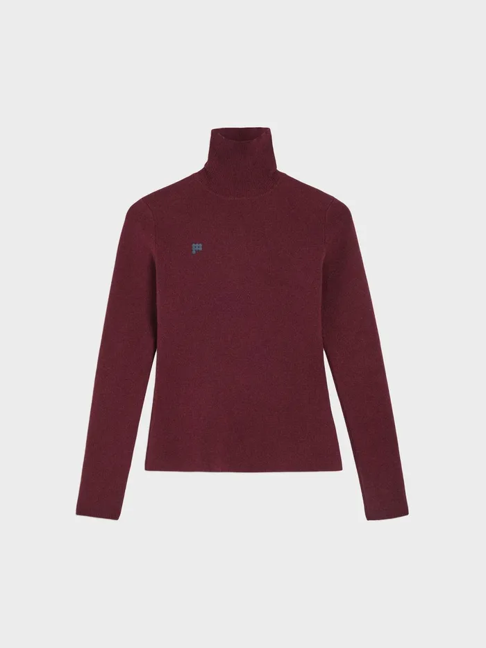PANGAIA Recycled Cashmere Fitted Turtleneck Burgundy Women Knitwear