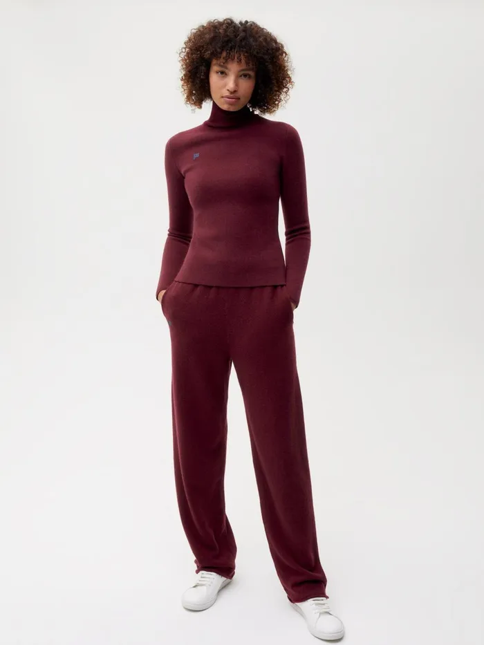 PANGAIA Recycled Cashmere Fitted Turtleneck Burgundy Women Knitwear