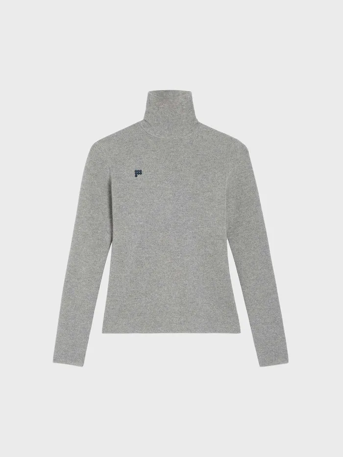 PANGAIA Recycled Cashmere Fitted Turtleneck Pale Grey Melange Women Knitwear