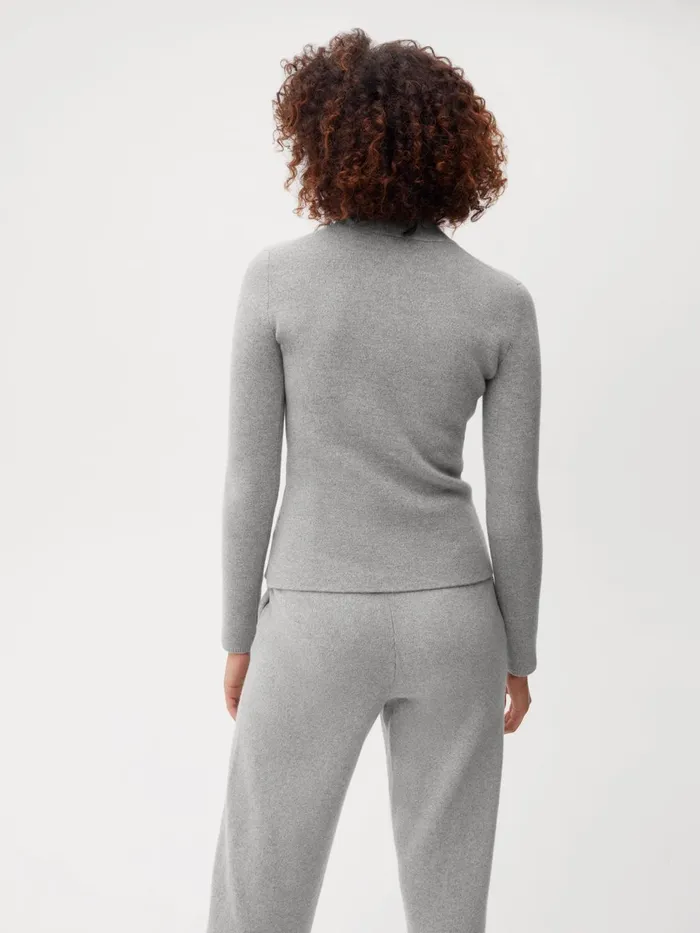 PANGAIA Recycled Cashmere Fitted Turtleneck Pale Grey Melange Women Sweatshirts