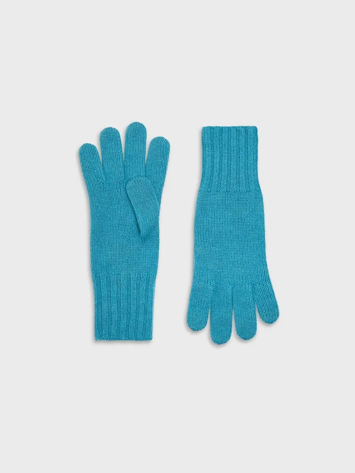 PANGAIA Recycled Cashmere Gloves Blue Teal WomenMen Hats and Gloves