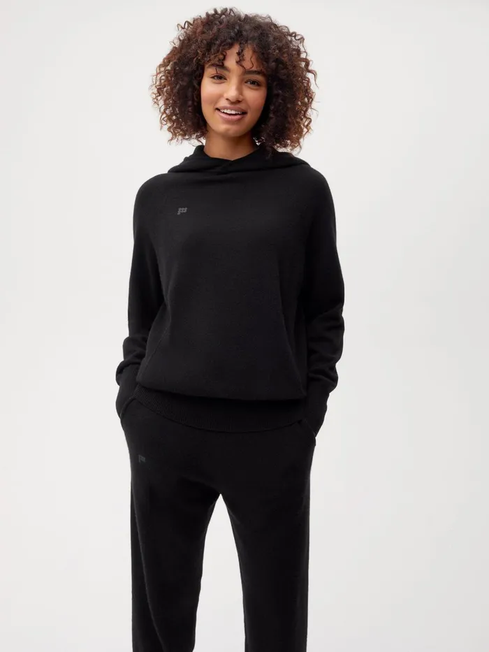PANGAIA Recycled Cashmere Hoodie Black Women Knitwear