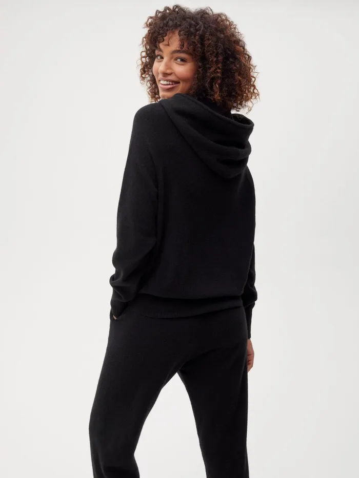 PANGAIA Recycled Cashmere Hoodie Black Women Knitwear