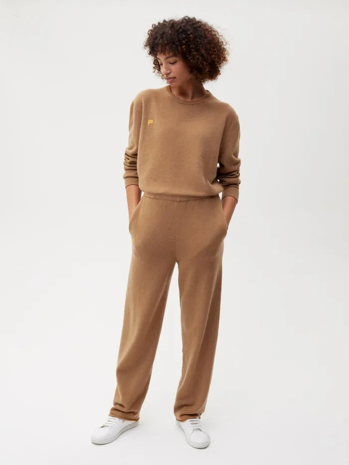 PANGAIA Recycled Cashmere Loose Track Pants Camel Men Track Pants and Pants
