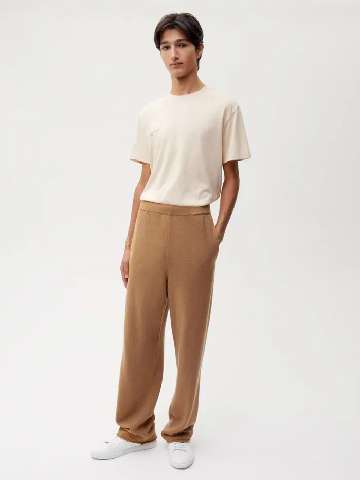 PANGAIA Recycled Cashmere Loose Track Pants Camel Men Track Pants and Pants