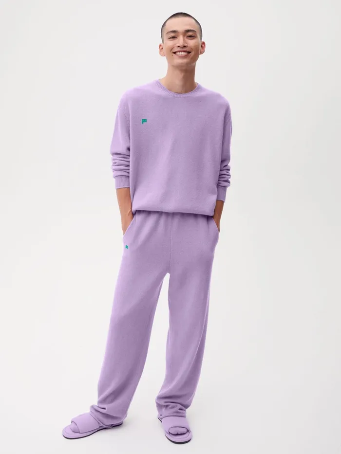 PANGAIA Recycled Cashmere Loose Track Pants Orchid Purple Men Knitwear