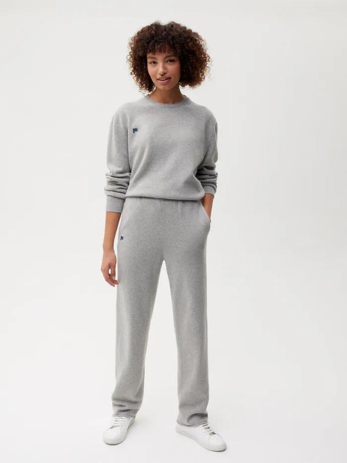PANGAIA Recycled Cashmere Loose Track Pants Pale Grey Melange Men Knitwear