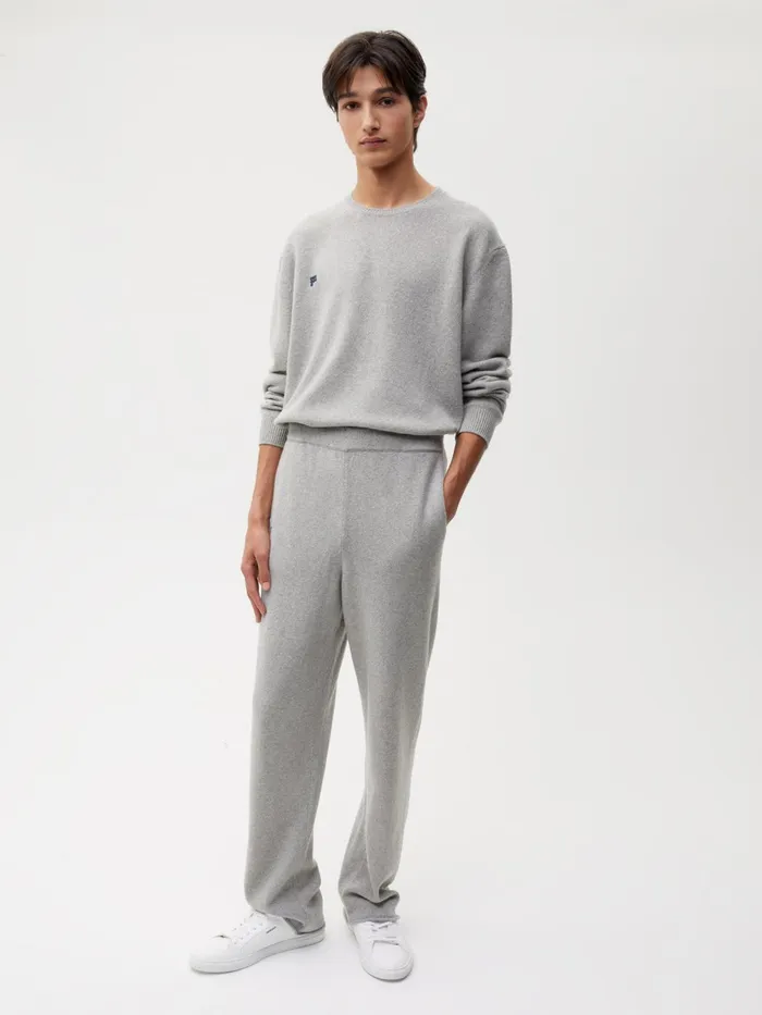 PANGAIA Recycled Cashmere Loose Track Pants Pale Grey Melange Men Knitwear