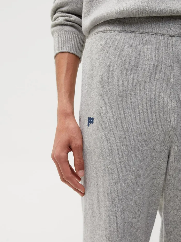 PANGAIA Recycled Cashmere Loose Track Pants Pale Grey Melange Men Knitwear