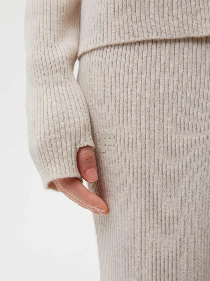 PANGAIA Recycled Cashmere Rib Track Pants Oatmeal Women Track Pants and Pants