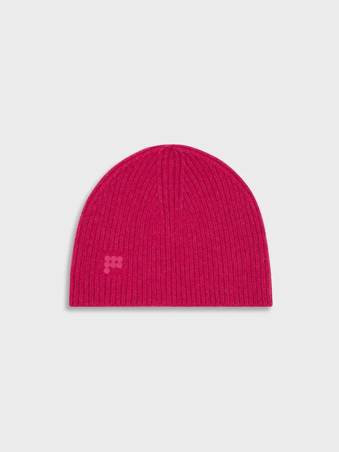 PANGAIA Recycled Cashmere Ribbed Beanie Magenta Pink Women Knitwear