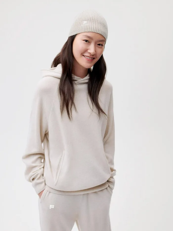 PANGAIA Recycled Cashmere Ribbed Beanie Oatmeal WomenMen Hats and Gloves