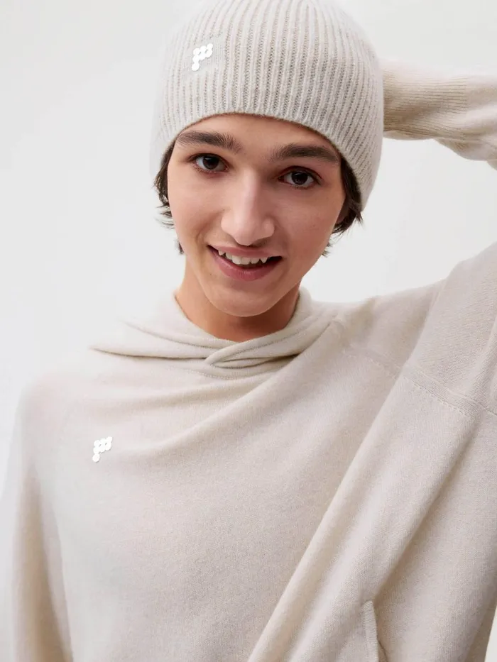 PANGAIA Recycled Cashmere Ribbed Beanie Oatmeal WomenMen Hats and Gloves