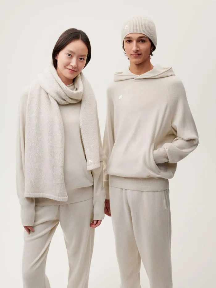 PANGAIA Recycled Cashmere Ribbed Beanie Oatmeal WomenMen Hats and Gloves
