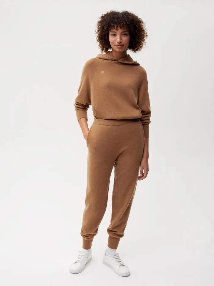 PANGAIA Recycled Cashmere Track Pants Camel Men Knitwear